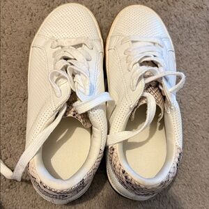 White Sneakers with Snakeskin Detail